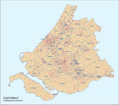 Digitale postcodekaart Zuid-Holland (4-cijferig)