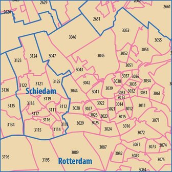 Digitale postcodekaart Zuid-Holland (4-cijferig)