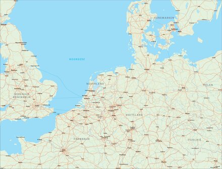 kaart van West-Europa  (landen en hoofdwegen)