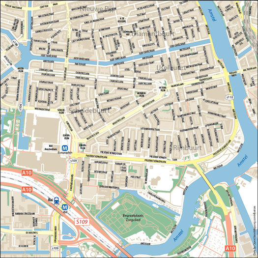 Digitale Plattegrond Van De Rivierenbuurt In Amsterdam Zuid Kaart